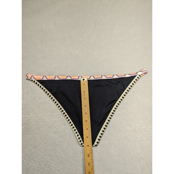 Victoria's Secret Bikini Bottoms Women's Large Black pink Boho y2k EUC - Picture 4 of 6